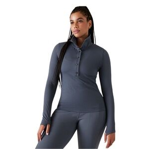 Athleta Flurry Seamless Henley Long Sleeve Size L